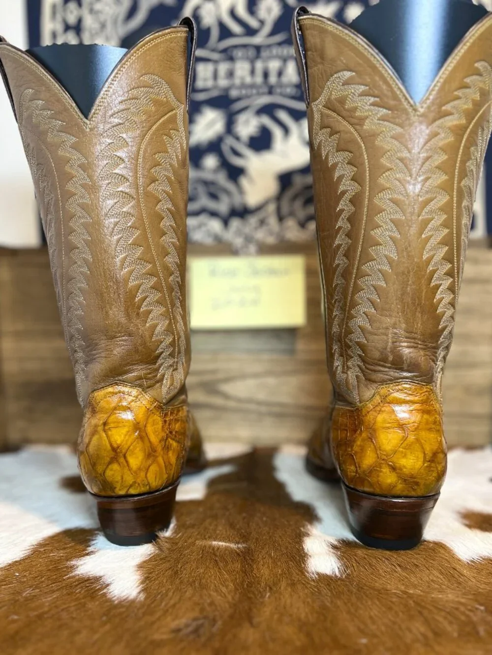 Justin's Genuine Exotic Leather Cowboy Boots in Men's Size 8.5D